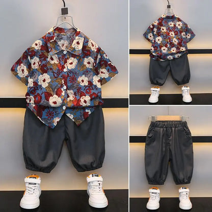Floral Shirt Summer Suit for Boy 2025 Kids Clothes Children 4 Years Clothing Sets Shorts Boys' Set Child Outfit Outdoor T-shirts