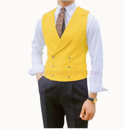 Fashion Solid Vests for Men Casual Style Sleeveless Male Fashion Waistcoat 1 Piece Slim Fit Beach Prom Party Suits Vest
