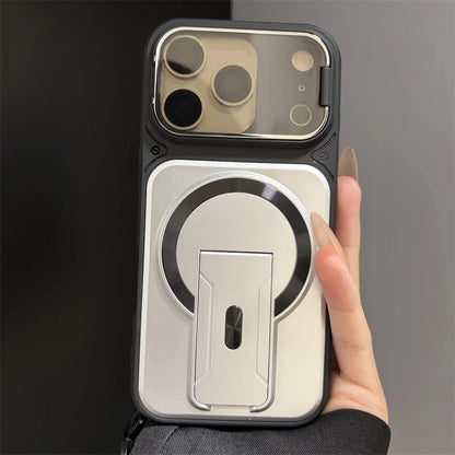Fold Stand Magnetic Armor Case for iPhone 17 Air 16 15 14 Plus 13 12 11 Pro Max For Magsafe Camera Holder Lens Protection Cover