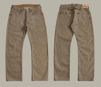 Dyed Jeans Loose Straight Heavy Selvedge Denim Pants Buckle Tooling Trousers 634