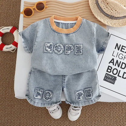 New Summer Baby Boys Clothes Suit Children Outfits Fashion Solid Shirt Shorts 2Pcs/Sets Toddler Casual Costume Kids Tracksuits
