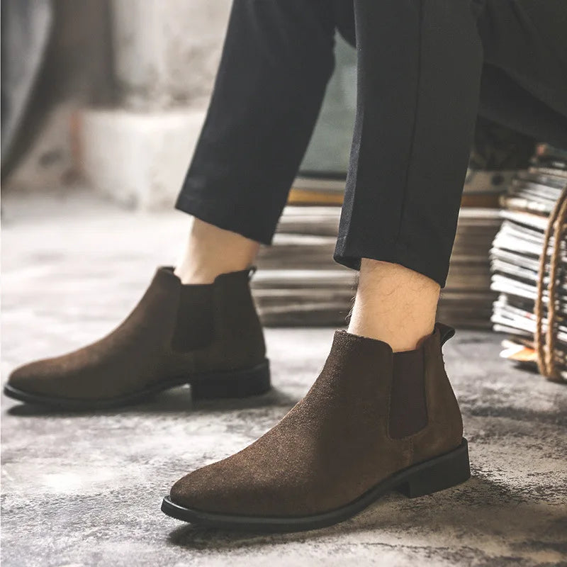 2026 Men Elevator Shoes Chelsea Boots 6cm 8cm Invisible Inner Increase Shoes Man Height Increasing Shoes Suede Leather Men Boots