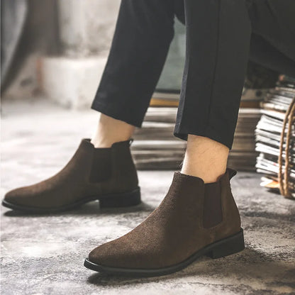 2026 Men Elevator Shoes Chelsea Boots 6cm 8cm Invisible Inner Increase Shoes Man Height Increasing Shoes Suede Leather Men Boots