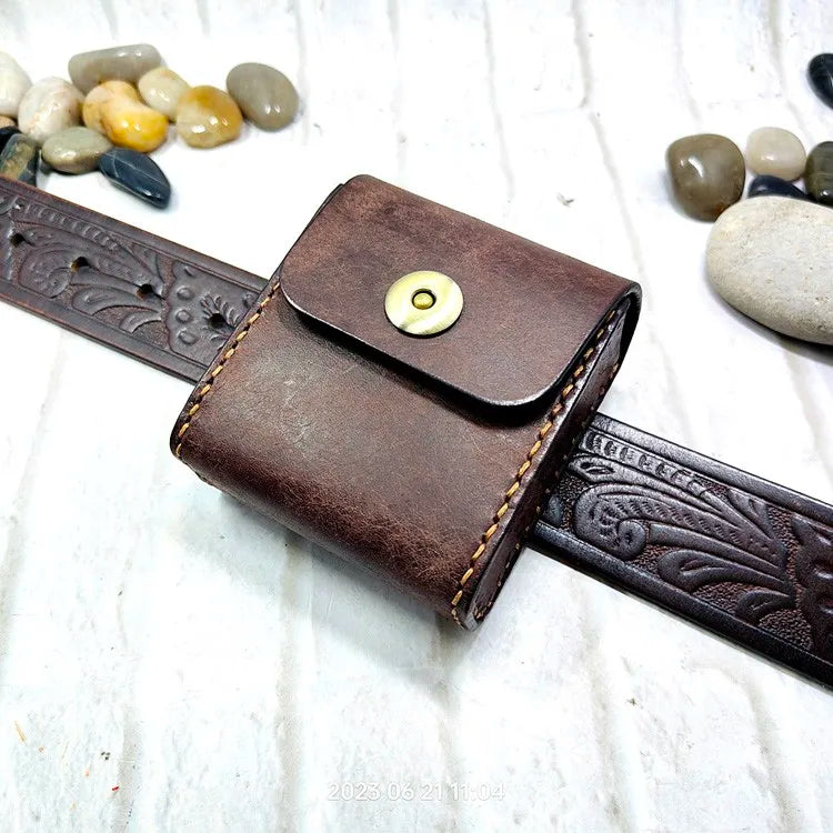 Multifunctional Key Holder Waist Bag Genuine Leather Car Key Case Folding Glasses Belt Pack Men Women 1652cg