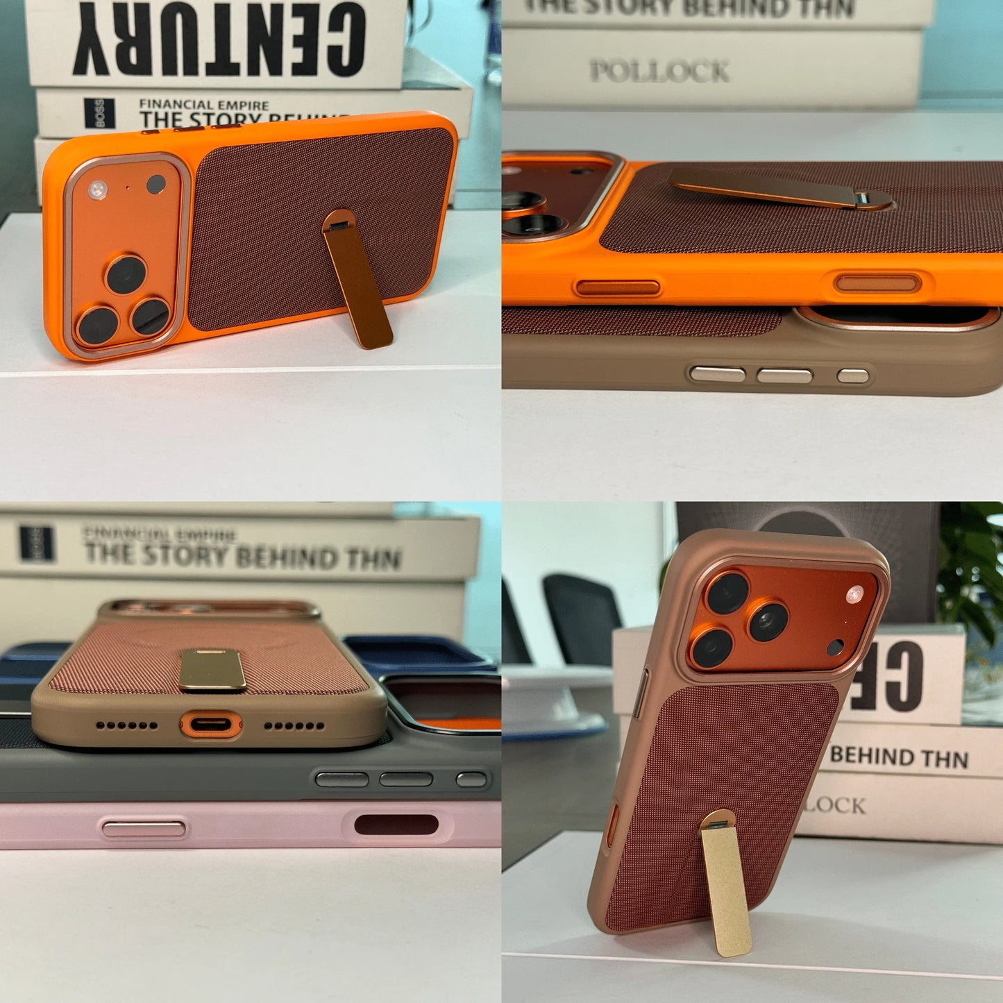 High Quality Tech Woven Magnetic Phone Cases For IPhone17 16 15 14 13 12 Pro Max Air Plus For Magsafe 360°Rotating Bracket Cover