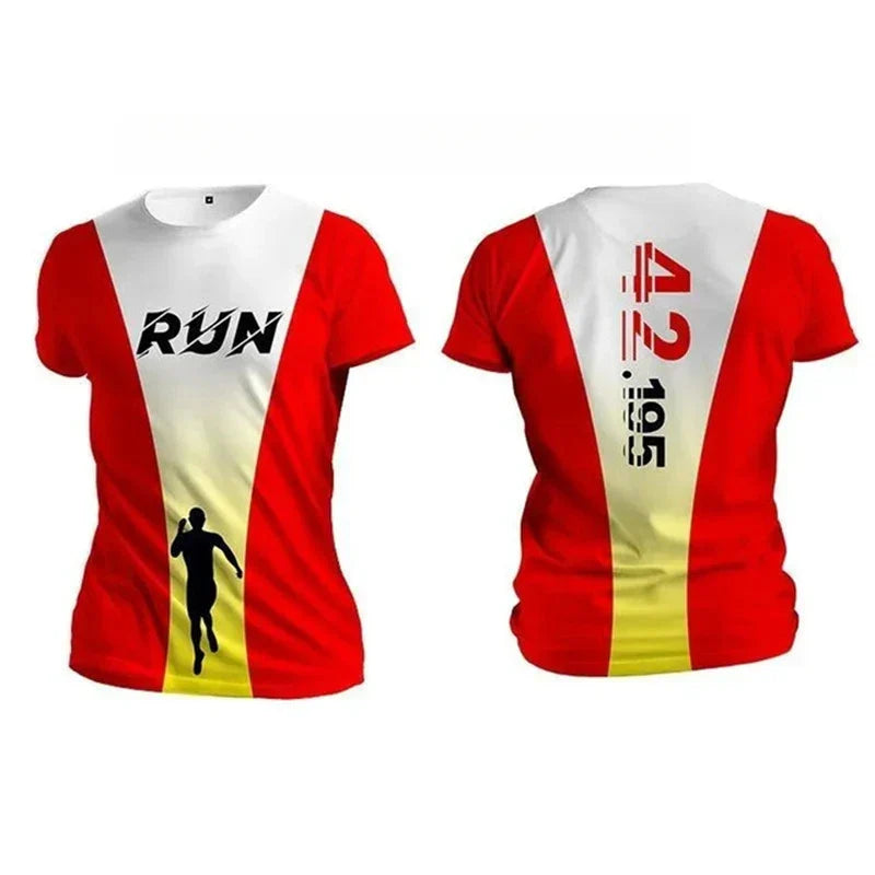 Men's T shirt Outdoor Fitness Run Sports T-Shirts Summer New Casual Women's Short Sleeve Tops Fashion 3D Gradient Harajuku Tops