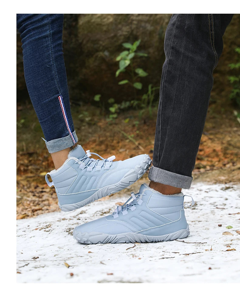 Snow Boots Men Winter Shoes Barefoot Ankle Boots 36-46 Couple Snow Shoes Outdoor Hiking Shoes Fur Warm Plush Boots