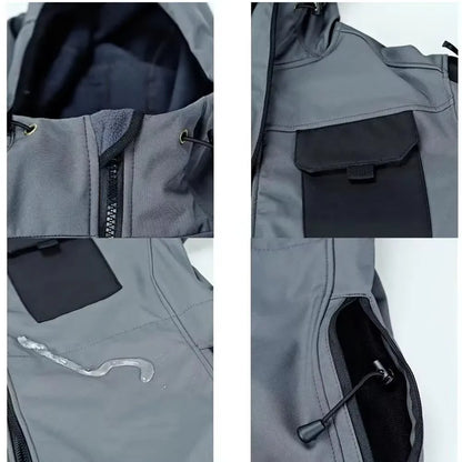 Tactical Jackets Men Outdoor Waterproof Hood Windbreaker Work Wear Soft Shell Multi-pockets Hunting Motorcy Tops Winter