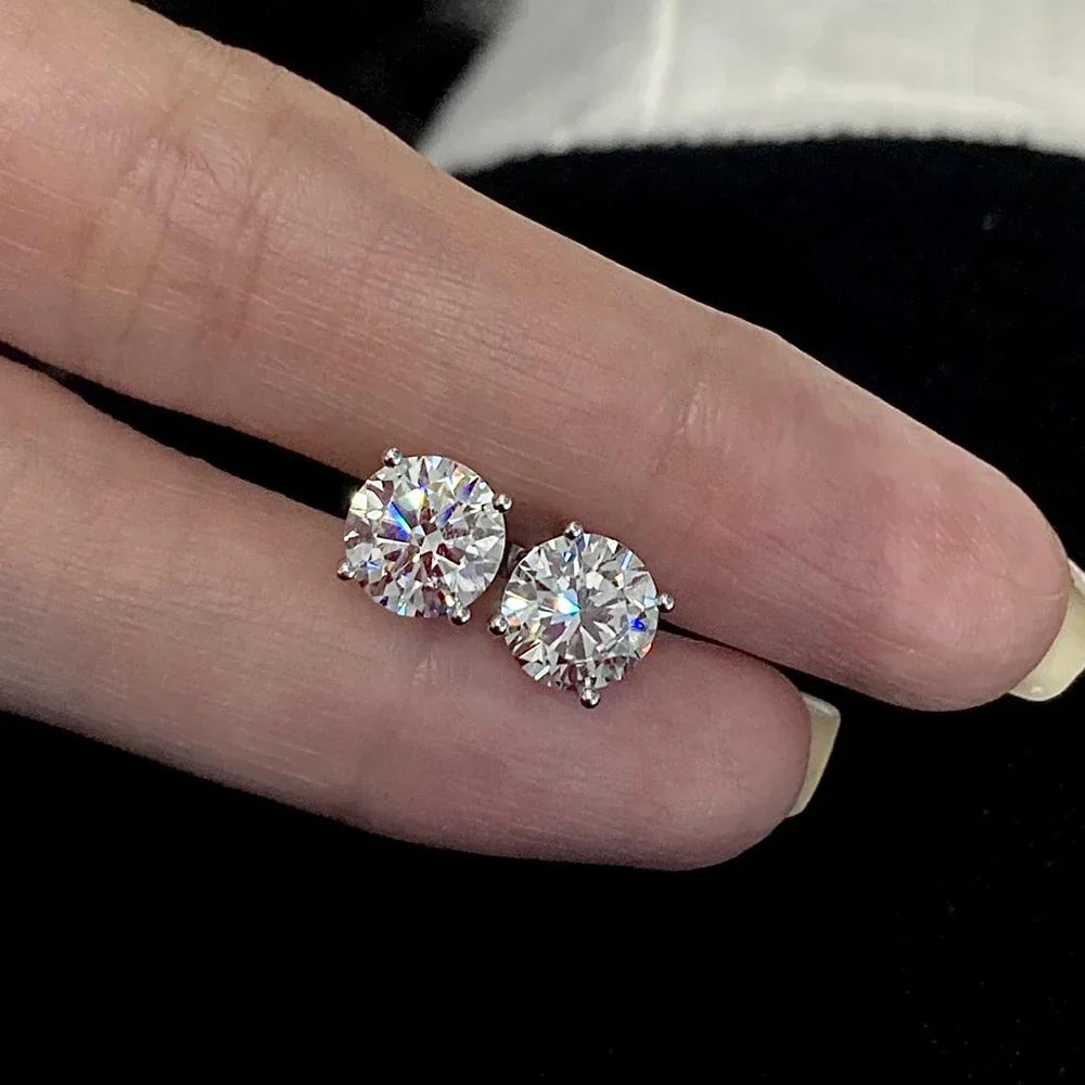 0.5-5carat Round brilliant Cut Moissanite Chain Earrings for Women Solitaire Lab Diamond Stud/Drop Earring 925 Silver with GRA