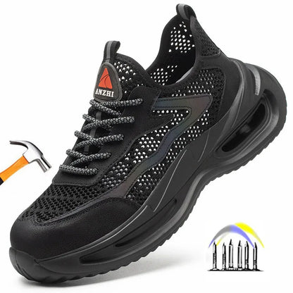 summer breathable work shoes with iron toe anti puncture security shoes work sneakers for men anti-slip Lightweight safety shoes