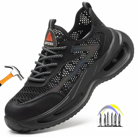 summer breathable work shoes with iron toe anti puncture security shoes work sneakers for men anti-slip Lightweight safety shoes