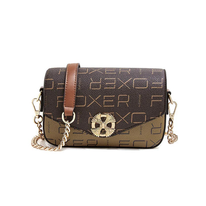 Vintage Monogram Chain Crossbody Bag for Women Luxury Designer Small Square Shoulder Bag Ladies Fashion Handbag