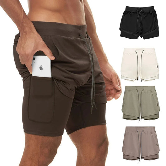 Plus 5XL Men's Fitness Shorts 2 IN 1 Jogger Streetwear Shorts Gym Bodybuilding Breathable Quick Dry Running Shorts Huge Size