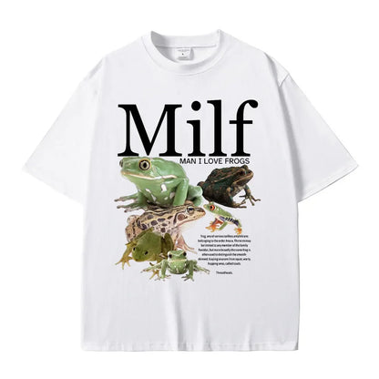 I Love Frogs Funny Frog Amphibian Lovers Meme T-shirts Casual Vintage Short Sleeve Harajuku Short Sleeve Casual