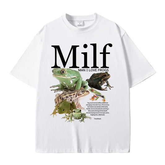 I Love Frogs Funny Frog Amphibian Lovers Meme T-shirts Casual Vintage Short Sleeve Harajuku Short Sleeve Casual