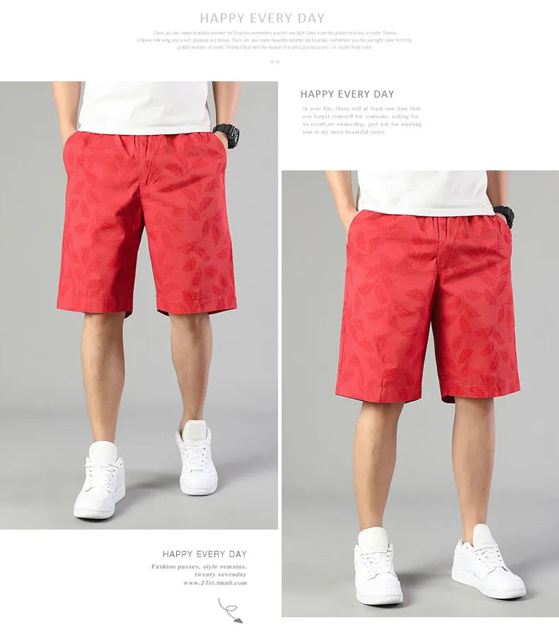Men's Printed Casual Shorts Summer Light Weight Shorts Outdoor Sports Cool Breathable Beach Relaxed Fit Cotton Cargo Shorts