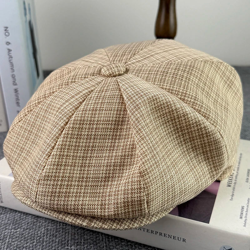 Summer Flax Newsboy Caps Breathable Octagonal Hat Men Women Berets Thin Casual Painter Caps Hats for Men