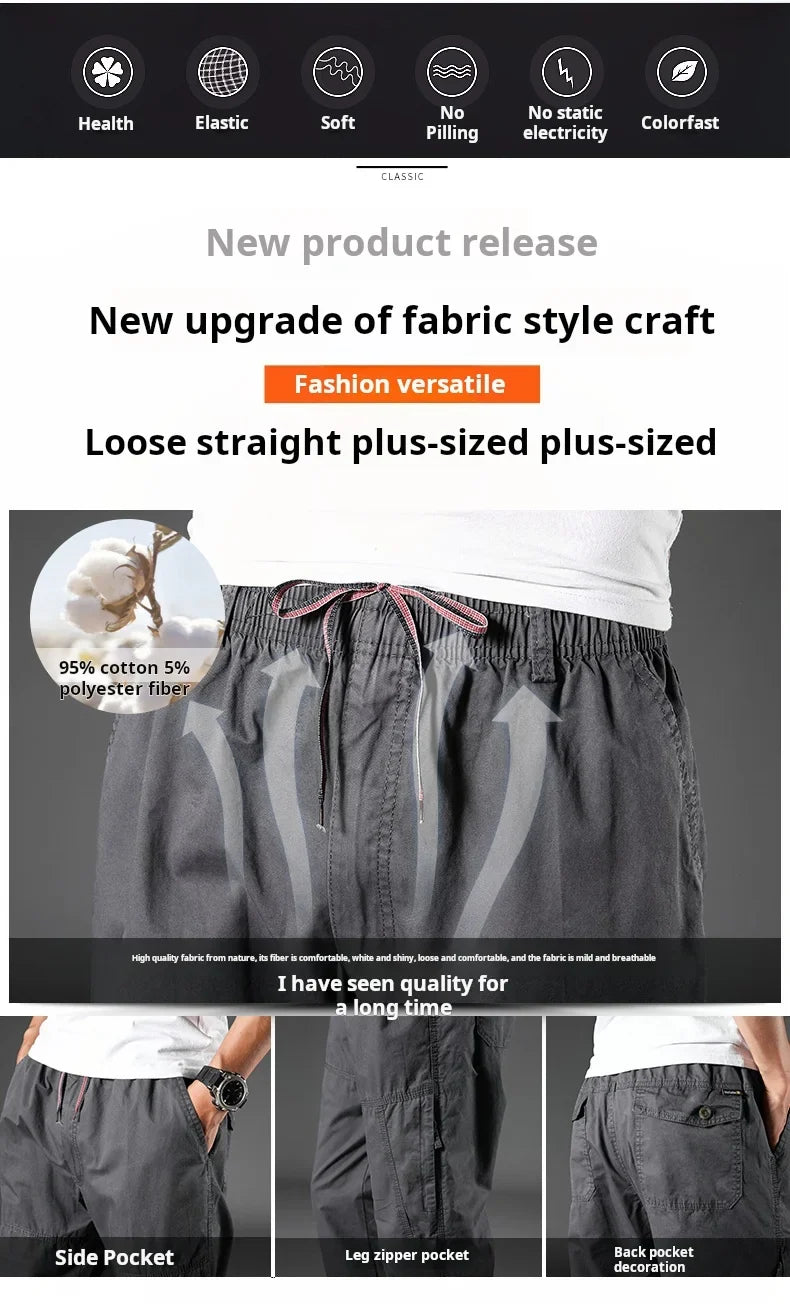 95%Cotton Men's Cargo Pants Summer Work Wear Spring New In Large Size Casual Climbing Joggers Sweatpants Hombre Autumn Trousers