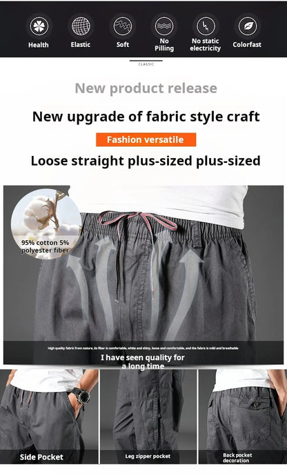 95%Cotton Men's Cargo Pants Summer Work Wear Spring New In Large Size Casual Climbing Joggers Sweatpants Hombre Autumn Trousers