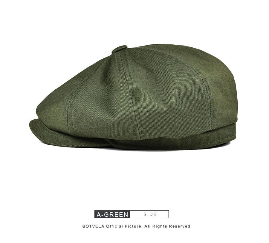 Men's Newsboy Cap Twill Cotton 8 Panel Hat Flat Ivy Cabbie Casual Baker Caps Gatsby Hat Retro Hats Boina Beret for Male