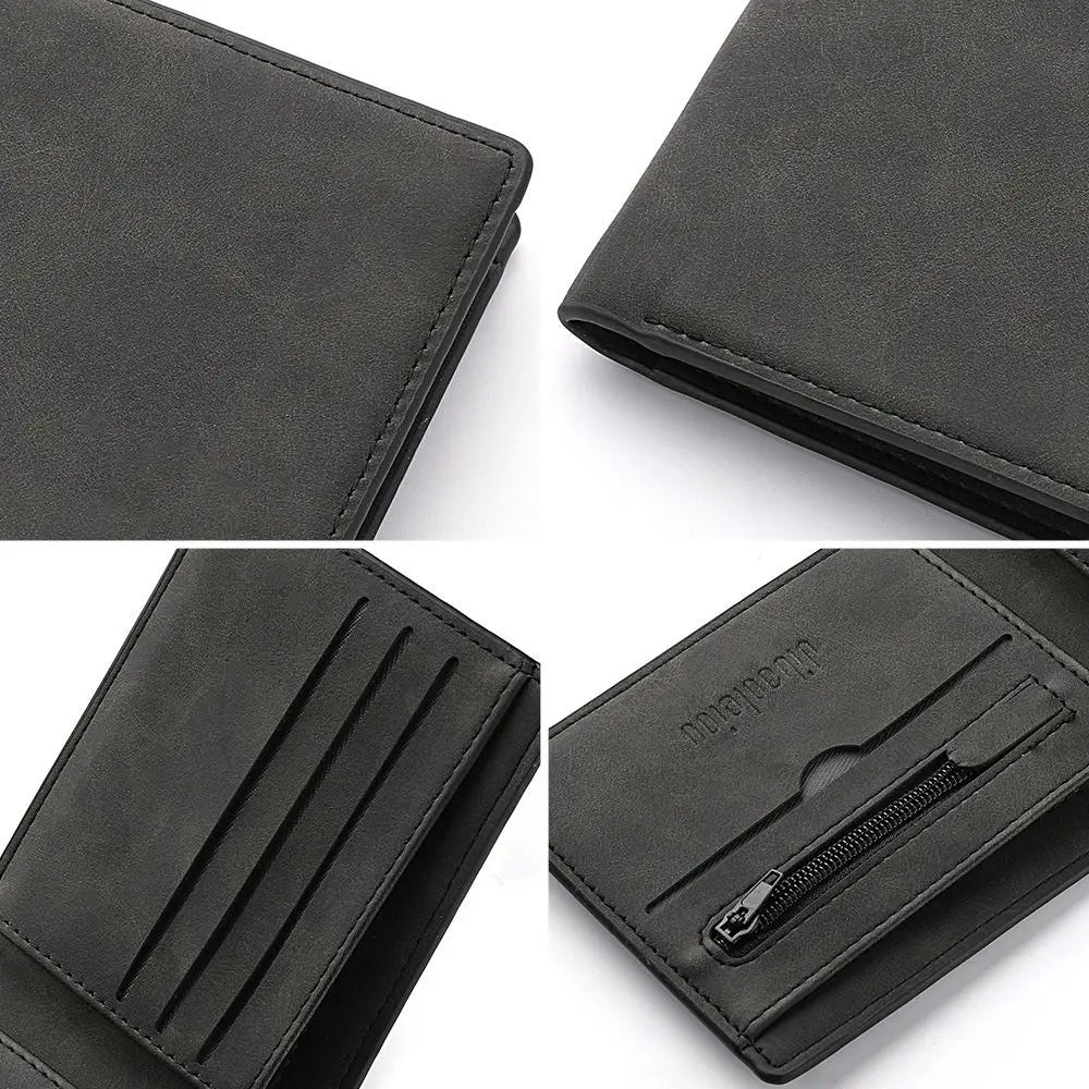 Portefeuille homme en cuir PU, fentes multiples pour cartes, porte-monnaie pliant, sac à main grande capacité
