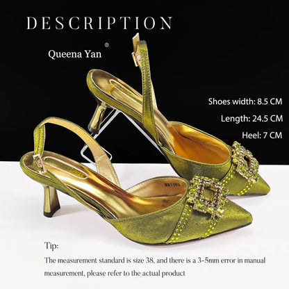 Spot Goods!Festive Elegance: Queena Yan High Quality Women's Pumps Fashion Design For African Wedding Party Ladies Shoes