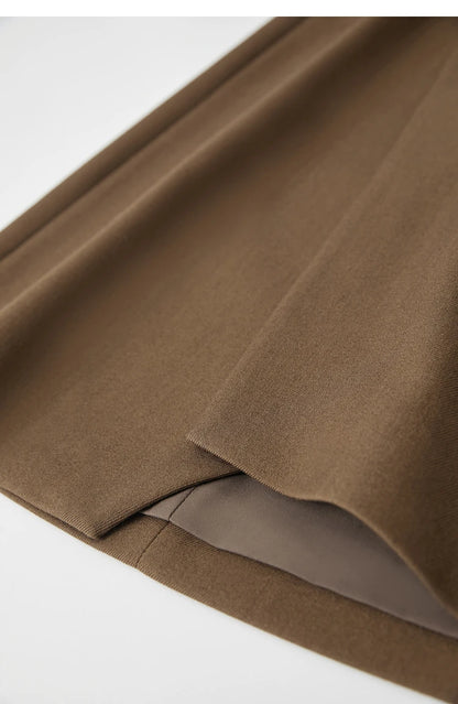 Minimalism 2024 Autumn Skirts for Women New Commuter Intellectual One-piece Wrap A-line Solid Slim Blazer Skirt 12443019