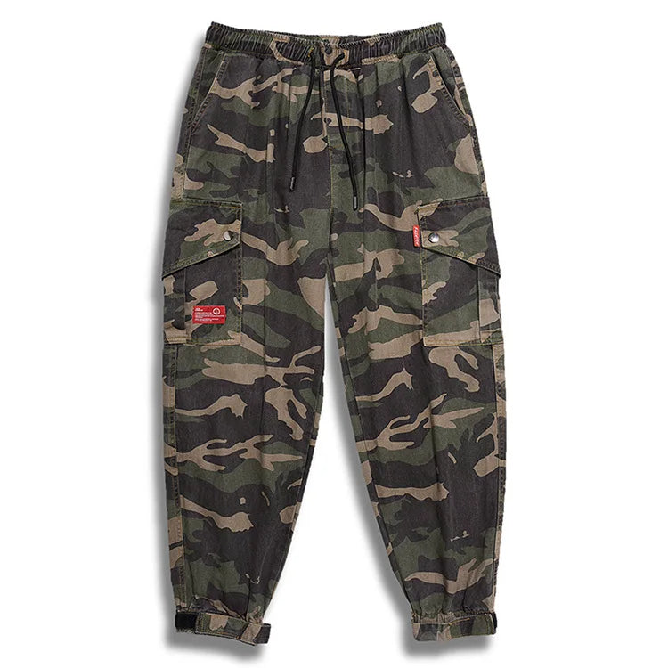 Big Size Men's Cargo Pant Elastic Waist Cotton Jogger Trouser Male Camouflage Loose Spring Pocket Extra Large Plus Baggy Hip Hop