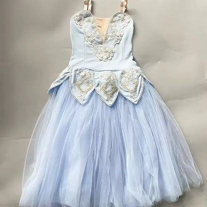 Girls' Ballet Dress Elegant Tulle Performance Leotard with Puffy Skirt for Dance Competitions & Recitals Contemporary Outfit