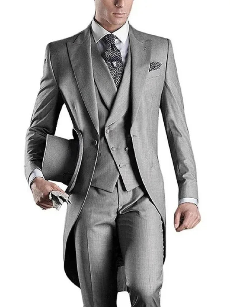Costume Homme 3 Pieces Fashion Tuxedos Groom Wedding Men Suits Tuxedo Terno Masculino De Pour Hommes Blazer (Jacket+Pants+Vest)