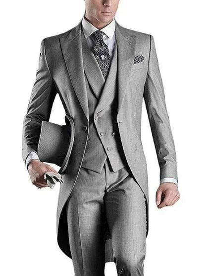 Costume Homme 3 Pieces Fashion Tuxedos Groom Wedding Men Suits Tuxedo Terno Masculino De Pour Hommes Blazer (Jacket+Pants+Vest)