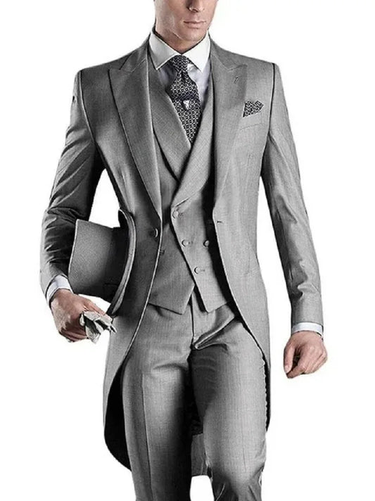 Costume Homme 3 Pieces Fashion Tuxedos Groom Wedding Men Suits Tuxedo Terno Masculino De Pour Hommes Blazer (Jacket+Pants+Vest)
