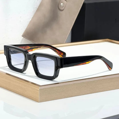 Classical Rectangle Sunglasses Handmade in Japan Fashion Designer High Quality UV400 for Men Women Vintage Eyeglasses with Case