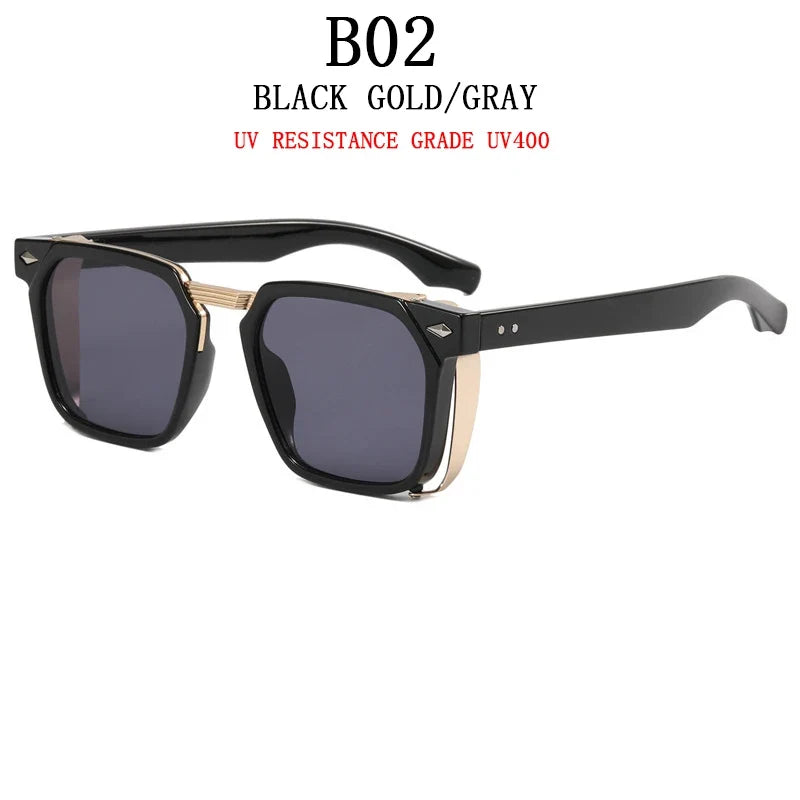 2023 Fashion Punk Sunglasses For Men Vintage Square Steampunk Glasses Luxury Sunglasses Women Trending Sonnenbrille Gafas De Sol