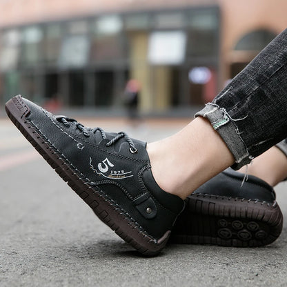 New Large-Sized 100% Cowhide Men's Boots Fashionable Casual Thick-Soled Breathable Men's Leather Shoes Outdoor Sports Chelsea