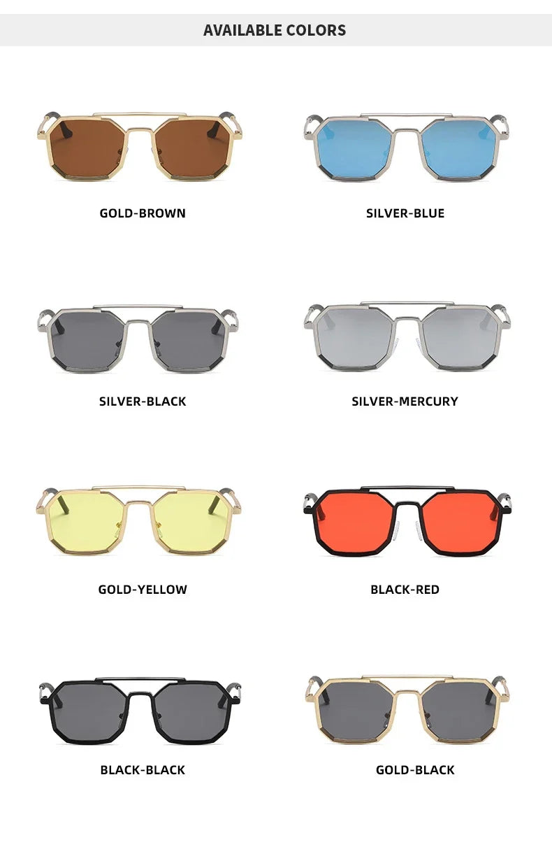 Metal Sunglasses For Men Vintage Square Sunglasses Women Trendy Luxe Fashion Sun Glasses Steampunk Shades Gafas De Sol Hombre