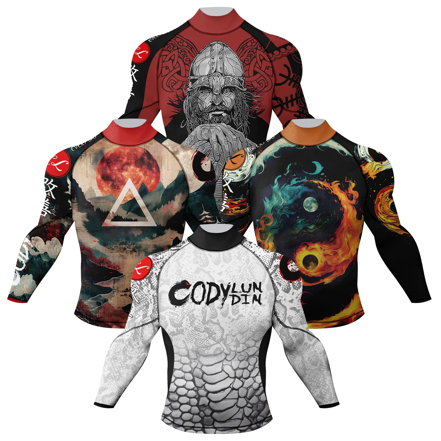 Cody Lundin Mock Neck Men Compression Long Sleeve Fitness Shirt Grappling Boxing Jersey, MMA Jitsu BJJ Rash Guard With Anti Slip