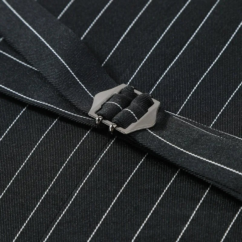Man Suit Vest Vintage Striped Double-breasted Men Waistcoat British Style Slim Sleeveless Casual Versatile Male Vest