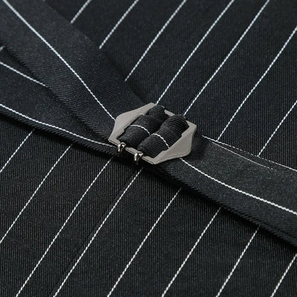 Man Suit Vest Vintage Striped Double-breasted Men Waistcoat British Style Slim Sleeveless Casual Versatile Male Vest