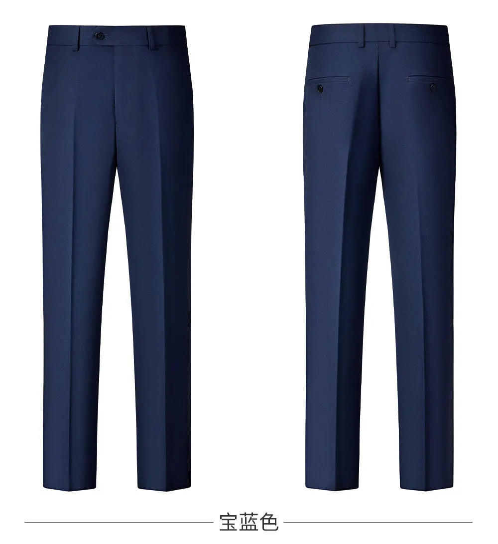 High-quality, Fashionable and Stylish Plus-size Men's Solid-color Suit Set, Men's Three-piece Set, One-button Casual Suit