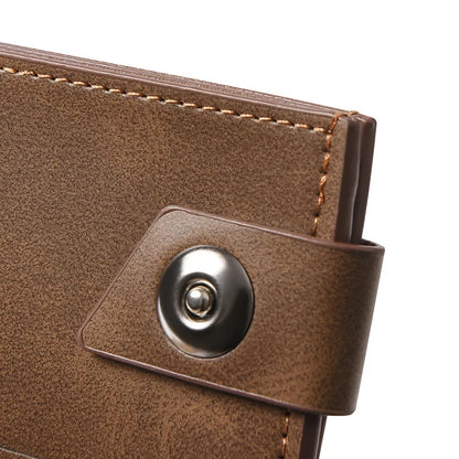 Men's Wallet Pu Leather Short NO Zipper Buckle Wallet Solid Color Wear-Resistant Leather Clip Daily Casual Fashion Zero Wallet