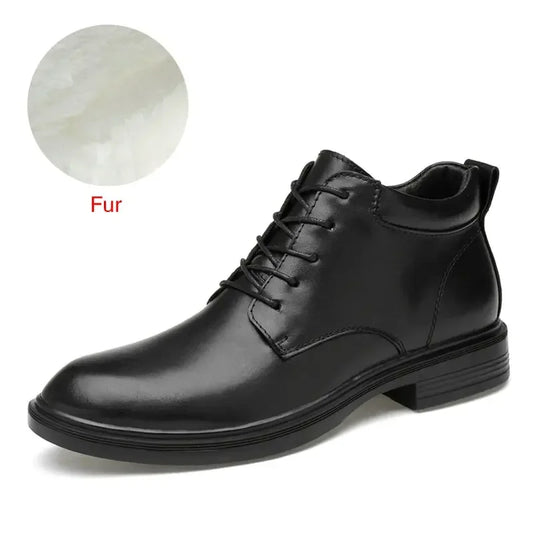 Size 35~50 Warm Heighten Boots Genuine Leather Men Boots High Quality Autumn Snow Boots Men Waterproof Soft Ankle Shoes