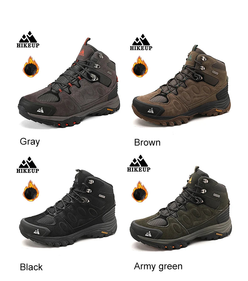 High-Top Men Hiking Boot Winter Outdoor Shoes Lace-Up Non-slip Outdoor Sports Casual Trekking Boots Man Waterproof Suede