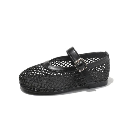 Summer Girl's Sandals Hollow Out Hook-loop Casual Chic Kid's Flat Shoe Solid Colors Anti-slip Daily Versatile Children Shoes