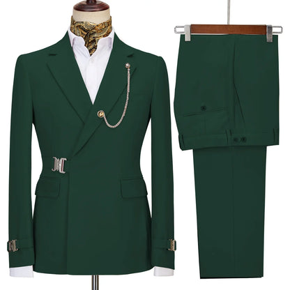 New casual Black men's suits slim two-piece business Korean version of the groom and best man wedding dress