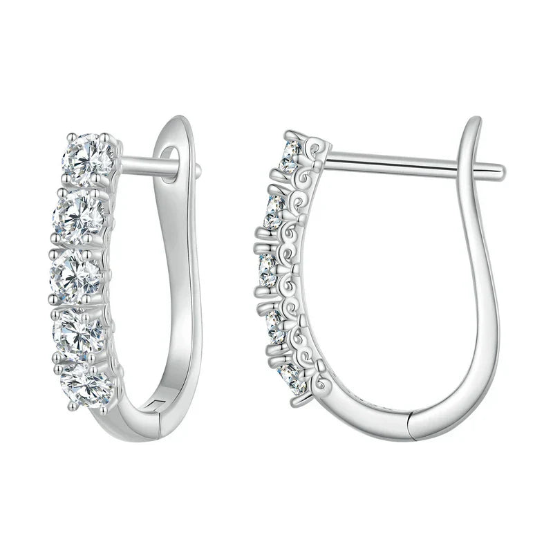 1.0CT Moissanite Ear Buckles 925 Sterling Silver U-Shaped Hoop Earrings for Women Valentine's Day Jewelry Gift