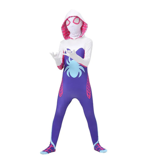 Gwen Costume Girls Gwen Stacy Cosplay Bodysuit Superhero Jumpsuits Halloween Party Clothes