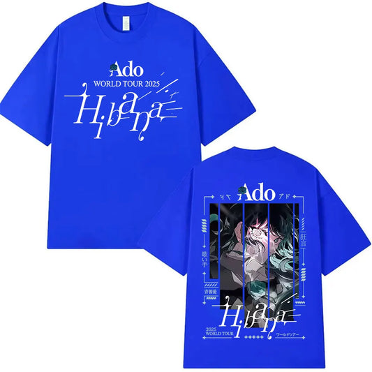 Japanese Ado Hibana WORLD TOUR 2025 New T-Shirts Men Women Clothing Gothic Short Sleeve T Shirt Hip Hop Oversized Cotton T-shirt