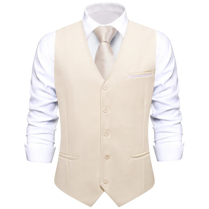 Men's Vest Elegant Green Waistcoat Necktie Handkerchief Cufflinks Sets for Male Wedding Business Party Designer Gift