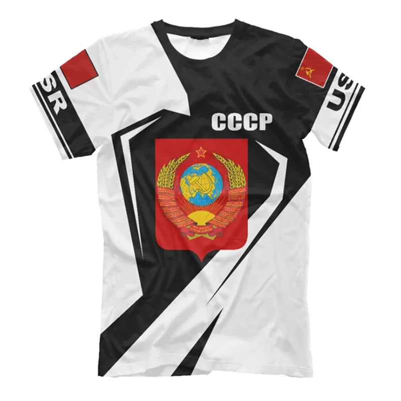 CCCP R Print T-shirt For Men Clothing Round Neck Short Sleeve T Shirts 2025 Summer Harajuku Street Oversized Tee Top